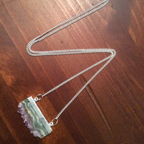 •silver amethyst slice pendant• - Picture 2 of 4